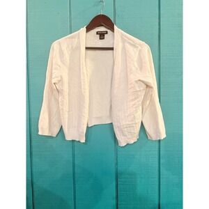 SELECT TREND Womens XL White Cropped shrug bolero Knit Cardigan Sweater